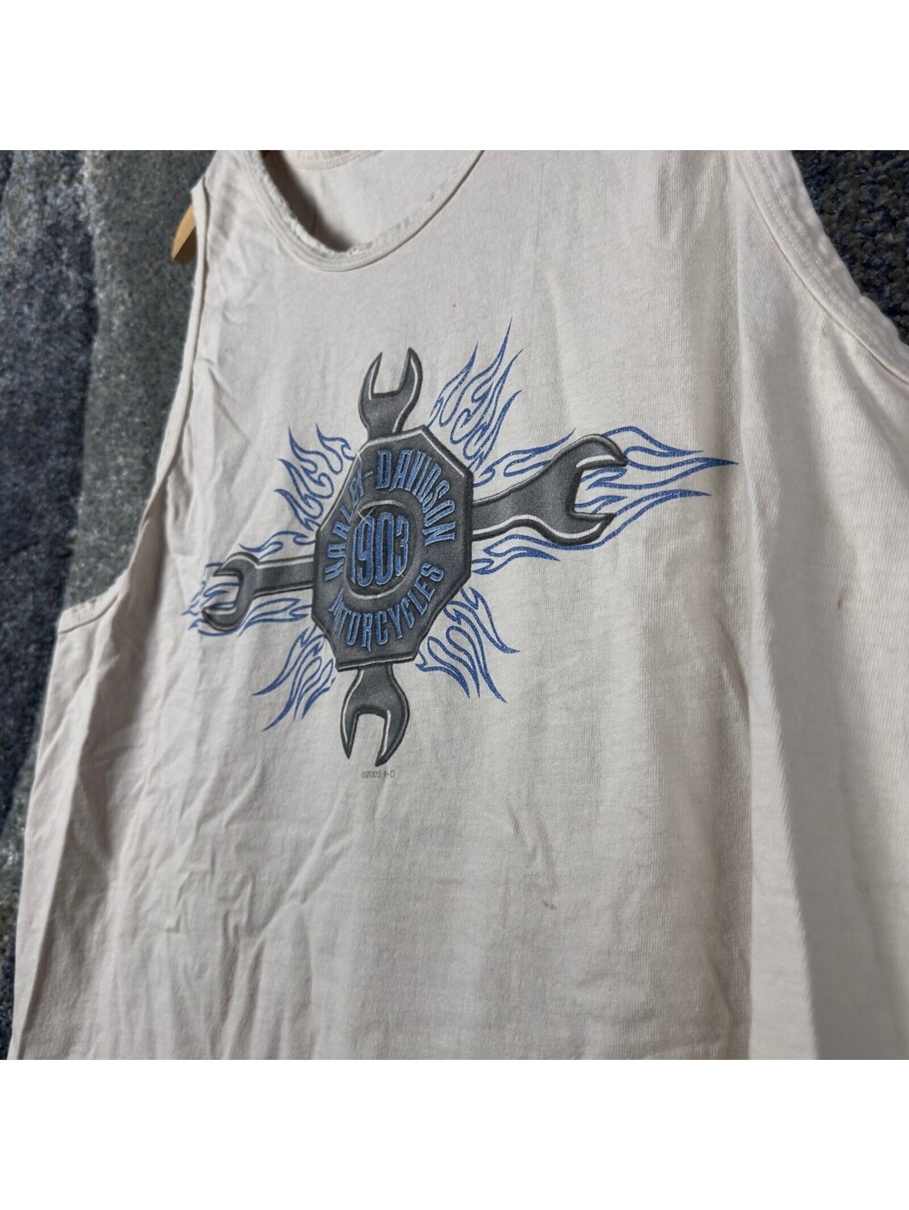 Vintage 2005 Harley Davidson Tank Top Mens XL Cream Miami